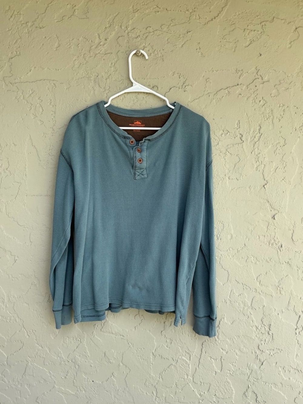 Northwest Territory Shirt Men's Large Henley Blue Long Sleeve